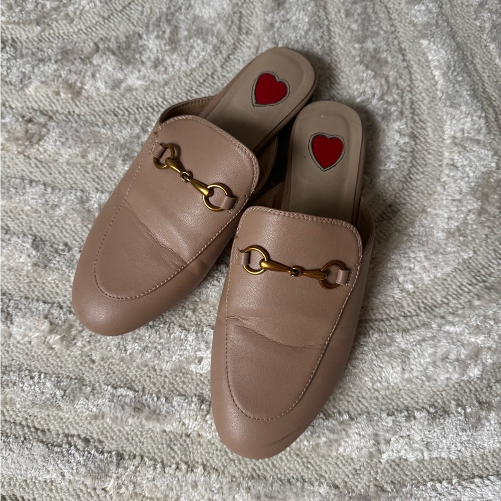 Women's Nude Leather Loafers